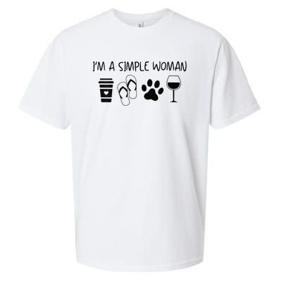 Im A Simple Woman Coffee Flip Flop Pet Dog Cat Wine Womens Sueded Cloud Jersey T-Shirt