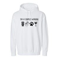 Im A Simple Woman Coffee Flip Flop Pet Dog Cat Wine Womens Garment-Dyed Fleece Hoodie