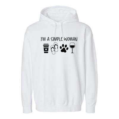 Im A Simple Woman Coffee Flip Flop Pet Dog Cat Wine Womens Garment-Dyed Fleece Hoodie