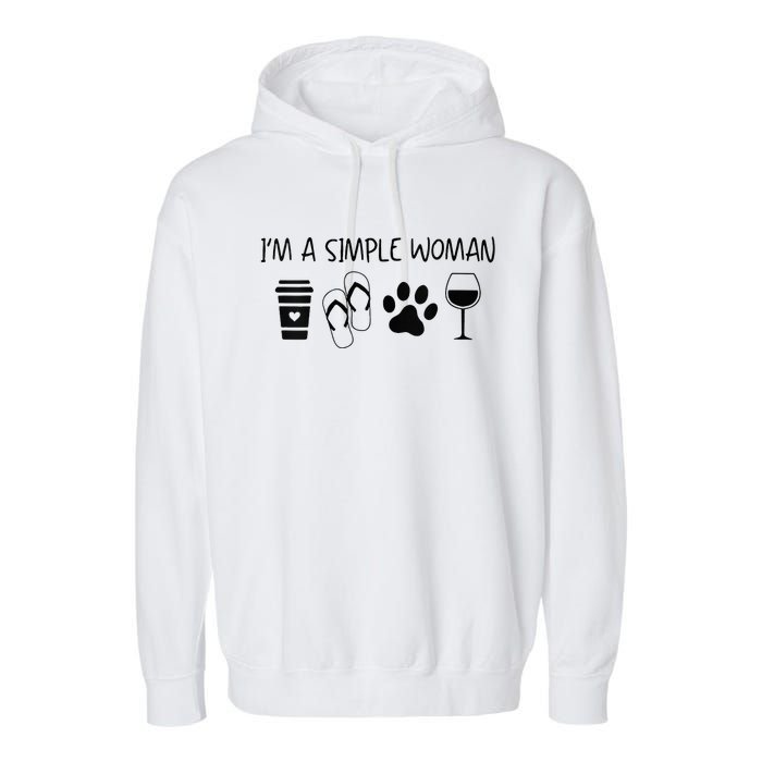 Im A Simple Woman Coffee Flip Flop Pet Dog Cat Wine Womens Garment-Dyed Fleece Hoodie