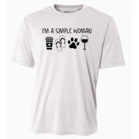 Im A Simple Woman Coffee Flip Flop Pet Dog Cat Wine Womens Cooling Performance Crew T-Shirt