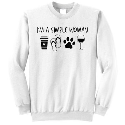 Im A Simple Woman Coffee Flip Flop Pet Dog Cat Wine Womens Sweatshirt