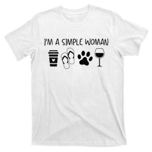 Im A Simple Woman Coffee Flip Flop Pet Dog Cat Wine Womens T-Shirt