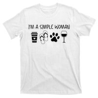 Im A Simple Woman Coffee Flip Flop Pet Dog Cat Wine Womens T-Shirt