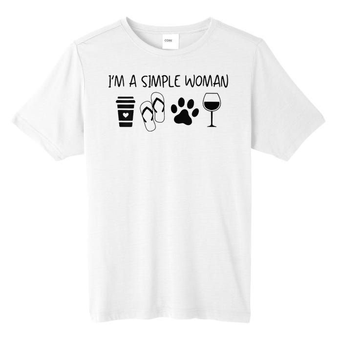 Im A Simple Woman Coffee Flip Flop Pet Dog Cat Wine Womens Tall Fusion ChromaSoft Performance T-Shirt