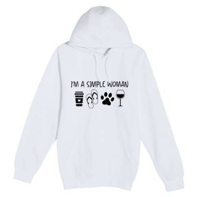 Im A Simple Woman Coffee Flip Flop Pet Dog Cat Wine Womens Premium Pullover Hoodie