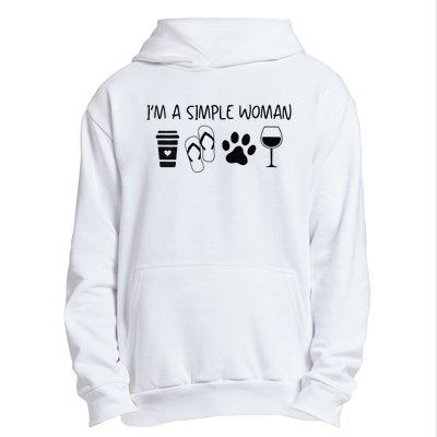 Im A Simple Woman Coffee Flip Flop Pet Dog Cat Wine Womens Urban Pullover Hoodie