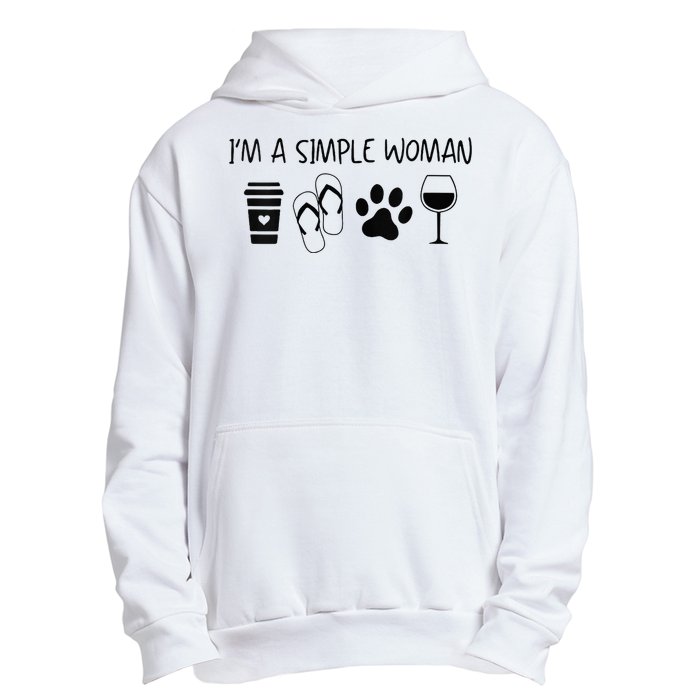 Im A Simple Woman Coffee Flip Flop Pet Dog Cat Wine Womens Urban Pullover Hoodie