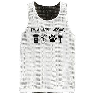 Im A Simple Woman Coffee Flip Flop Pet Dog Cat Wine Womens Mesh Reversible Basketball Jersey Tank