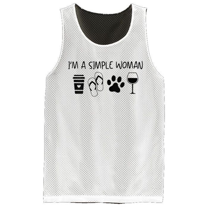 Im A Simple Woman Coffee Flip Flop Pet Dog Cat Wine Womens Mesh Reversible Basketball Jersey Tank