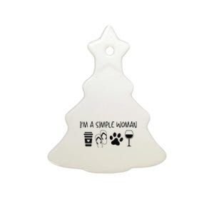 Im A Simple Woman Coffee Flip Flop Pet Dog Cat Wine Womens Ceramic Tree Ornament