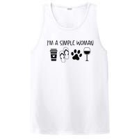 Im A Simple Woman Coffee Flip Flop Pet Dog Cat Wine Womens PosiCharge Competitor Tank