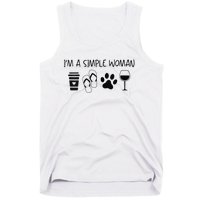 Im A Simple Woman Coffee Flip Flop Pet Dog Cat Wine Womens Tank Top