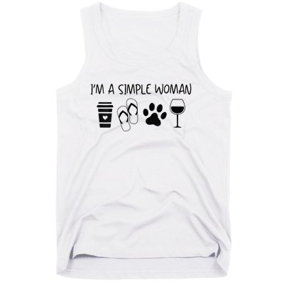 Im A Simple Woman Coffee Flip Flop Pet Dog Cat Wine Womens Tank Top