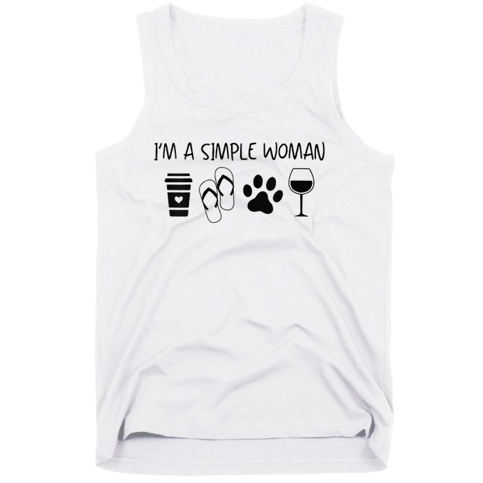 Im A Simple Woman Coffee Flip Flop Pet Dog Cat Wine Womens Tank Top