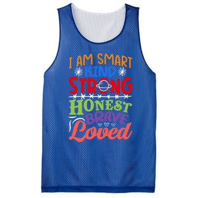 I Am Smart Strong Honest Brave Loved Great Gift Mesh Reversible Basketball Jersey Tank