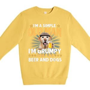 Im A Simple Old Man Im Grumpy And I Like Beer And Dogs Premium Crewneck Sweatshirt