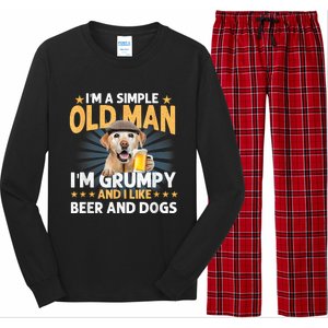 Im A Simple Old Man Im Grumpy And I Like Beer And Dogs Long Sleeve Pajama Set