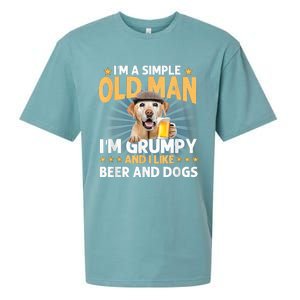 Im A Simple Old Man Im Grumpy And I Like Beer And Dogs Sueded Cloud Jersey T-Shirt