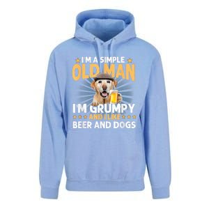 Im A Simple Old Man Im Grumpy And I Like Beer And Dogs Unisex Surf Hoodie