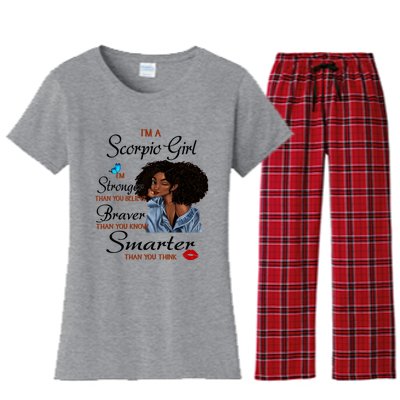 Im A Scorpio Im Stronger Than You Scorpio Birthday Gift Women's Flannel Pajama Set