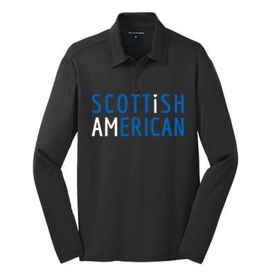 I Am Scottish American Gift Scotland And America Pride Gift Silk Touch Performance Long Sleeve Polo