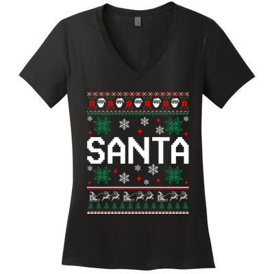 I Am So Good Santa Came Twice Couples Matching Christmas Women's V-Neck T-Shirt