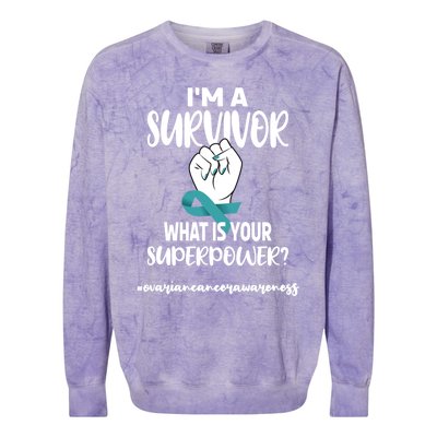 I'm A Survivor Cancer Survivor Teal Ovarian Cancer Warrior Great Gift Colorblast Crewneck Sweatshirt