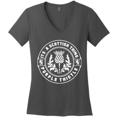 ItS A Scottish Thing Purple Thistle Women's V-Neck T-Shirt