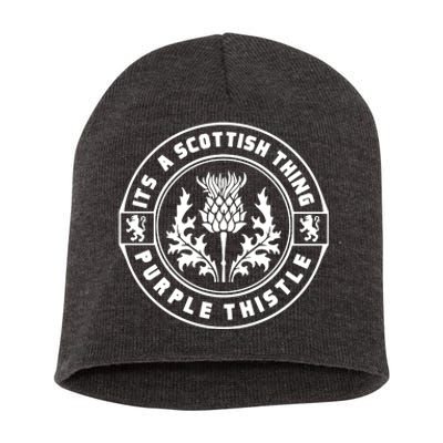 ItS A Scottish Thing Purple Thistle Short Acrylic Beanie