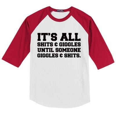 Its All Shits And Giggles Funny Adult Humor Friend Meme Gift Kids Colorblock Raglan Jersey