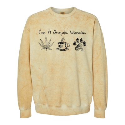 I’m A Simple Woman Weed Coffee Dog Animal Fur Paw Print Colorblast Crewneck Sweatshirt