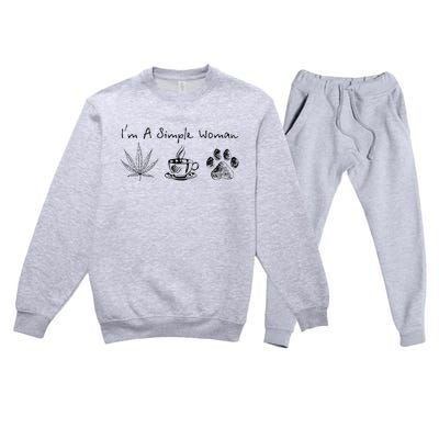 I’m A Simple Woman Weed Coffee Dog Animal Fur Paw Print Premium Crewneck Sweatsuit Set