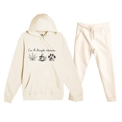 I’m A Simple Woman Weed Coffee Dog Animal Fur Paw Print Premium Hooded Sweatsuit Set