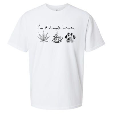 I’m A Simple Woman Weed Coffee Dog Animal Fur Paw Print Sueded Cloud Jersey T-Shirt