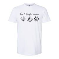 I’m A Simple Woman Weed Coffee Dog Animal Fur Paw Print Softstyle CVC T-Shirt