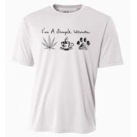 I’m A Simple Woman Weed Coffee Dog Animal Fur Paw Print Cooling Performance Crew T-Shirt