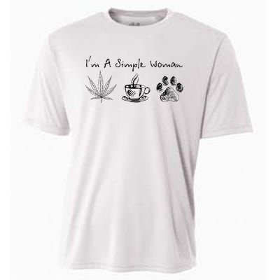 I’m A Simple Woman Weed Coffee Dog Animal Fur Paw Print Cooling Performance Crew T-Shirt