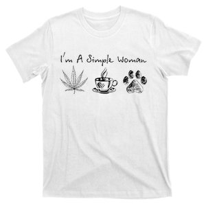 I’m A Simple Woman Weed Coffee Dog Animal Fur Paw Print T-Shirt