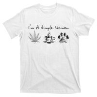 I’m A Simple Woman Weed Coffee Dog Animal Fur Paw Print T-Shirt