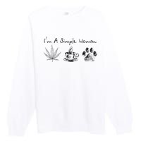 I’m A Simple Woman Weed Coffee Dog Animal Fur Paw Print Premium Crewneck Sweatshirt