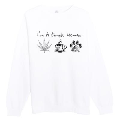 I’m A Simple Woman Weed Coffee Dog Animal Fur Paw Print Premium Crewneck Sweatshirt