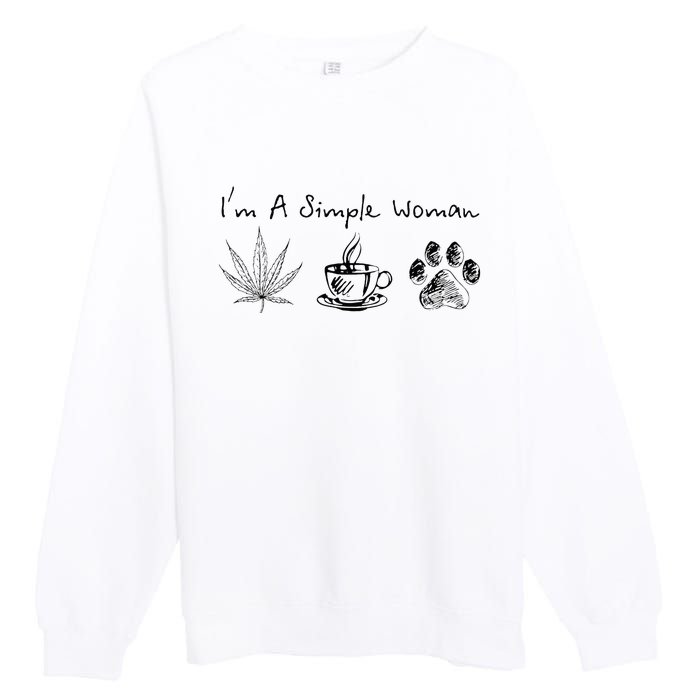 I’m A Simple Woman Weed Coffee Dog Animal Fur Paw Print Premium Crewneck Sweatshirt