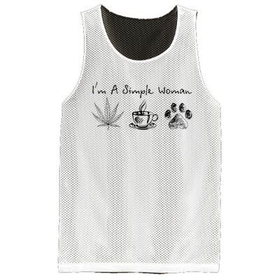 I’m A Simple Woman Weed Coffee Dog Animal Fur Paw Print Mesh Reversible Basketball Jersey Tank