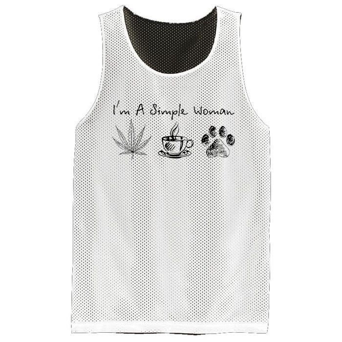 I’m A Simple Woman Weed Coffee Dog Animal Fur Paw Print Mesh Reversible Basketball Jersey Tank