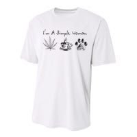 I’m A Simple Woman Weed Coffee Dog Animal Fur Paw Print Performance Sprint T-Shirt