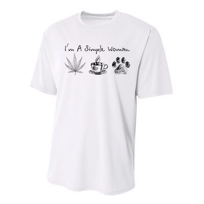 I’m A Simple Woman Weed Coffee Dog Animal Fur Paw Print Performance Sprint T-Shirt