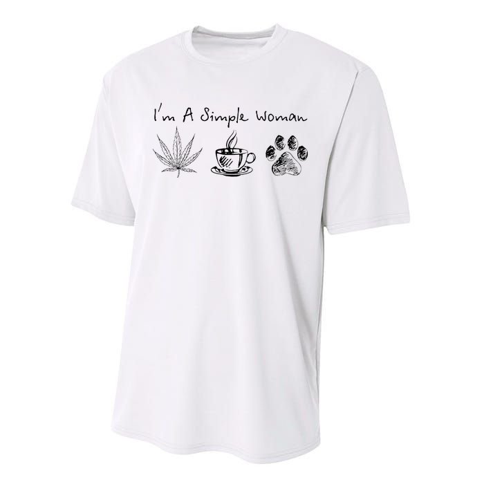 I’m A Simple Woman Weed Coffee Dog Animal Fur Paw Print Performance Sprint T-Shirt