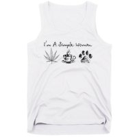 I’m A Simple Woman Weed Coffee Dog Animal Fur Paw Print Tank Top