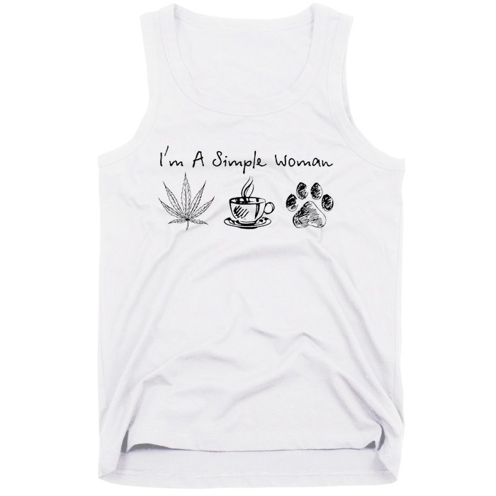 I’m A Simple Woman Weed Coffee Dog Animal Fur Paw Print Tank Top